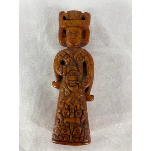 168 - Orange Jade King Figurine