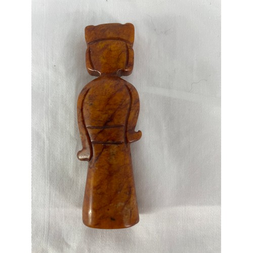 168 - Orange Jade King Figurine