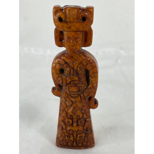 168 - Orange Jade King Figurine