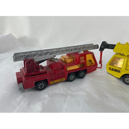 226 - Vintage Matchbox K12 Hercules Mobile Crane & K9 Fire Tender