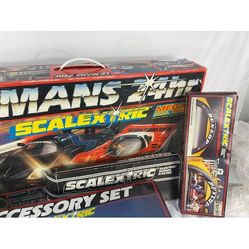 255 - Complete 1980 Le-Mans Scalextric Mega Sound With Accessories, Spare Track, & Spare Bridges