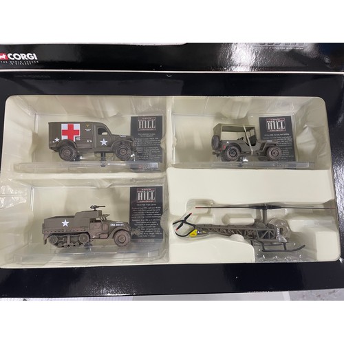 256 - Boxed Corgi Die Cast, The Battle For Pork Chop Hill Inc T214-WC54 1/2 Ton Ambulance, M3A1 Half Track... 