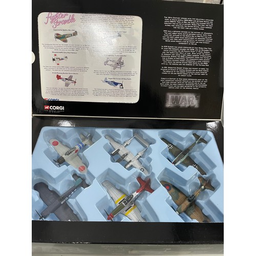 257 - Boxed Corgi Die Cast Fighter Scramble Inc Super Marine Spitfire MK1 DB, Messerschmitt BF-109 Luftwaf... 