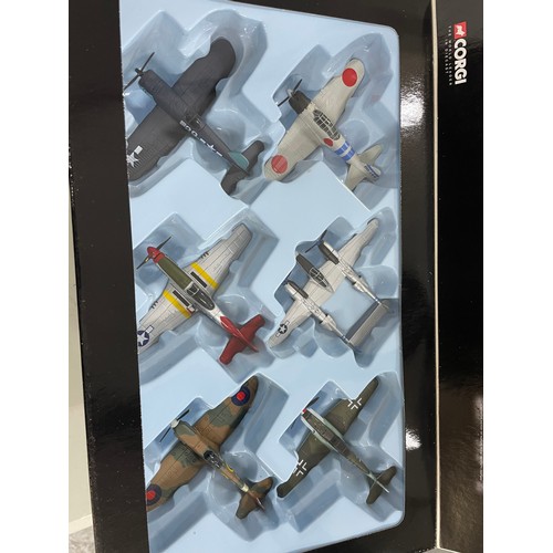 257 - Boxed Corgi Die Cast Fighter Scramble Inc Super Marine Spitfire MK1 DB, Messerschmitt BF-109 Luftwaf... 