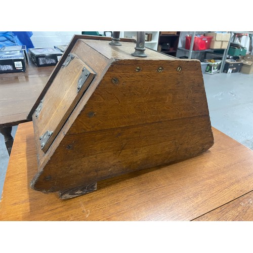 273 - Antique Oak Coal Bin With Original Liner Trademark The Ball & Cross Of St Pauls