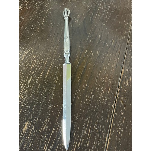 319 - W&S Sorensen Denmark Sterling Silver Letter Opener With Iconic Sorensen Crown Decoration