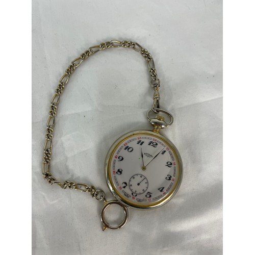 328 - Working Rotary Pocket watch On a Chain