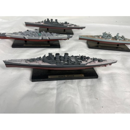 336 - 4 X Scale War Ships Collectors Models Inc Bismark, HMS Hood x2, and HMS Prince Of Wales