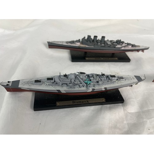 336 - 4 X Scale War Ships Collectors Models Inc Bismark, HMS Hood x2, and HMS Prince Of Wales