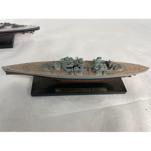 336 - 4 X Scale War Ships Collectors Models Inc Bismark, HMS Hood x2, and HMS Prince Of Wales