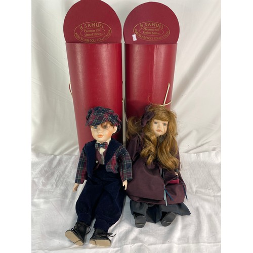 343 - 2 Large Porcelain Dolls H.Samuel Christmas 2000 Range