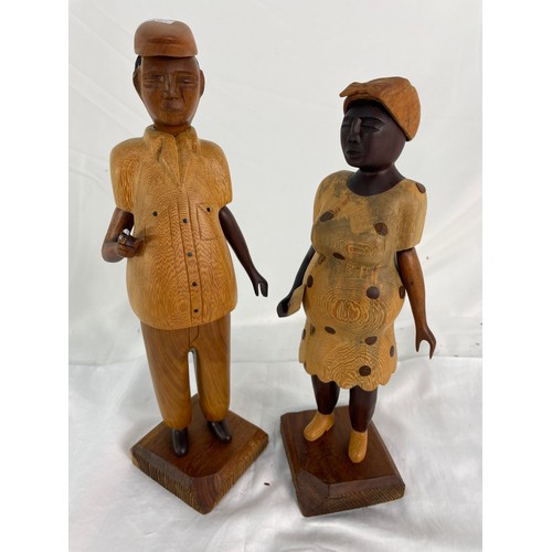 344 - 2 Hand Carved African Figurines