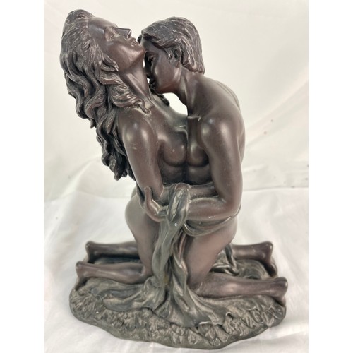 350 - Bronze Effect Lovers Sculpture By Crosa 1988