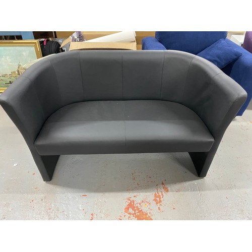 136 - New Black Leatherette Salon Sofa 2 Seat