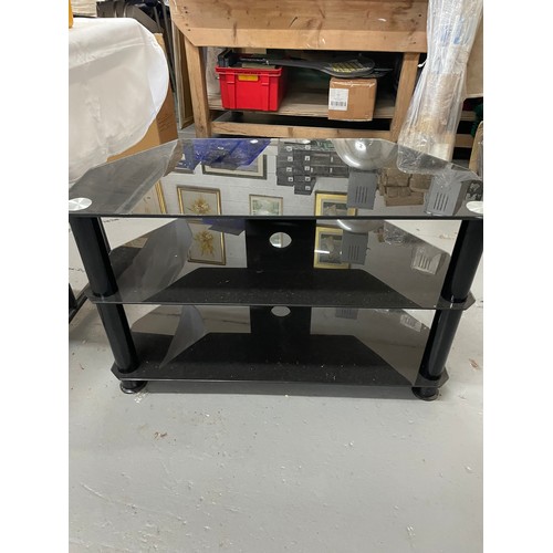 157 - Tempered Glass TV Stand In Black