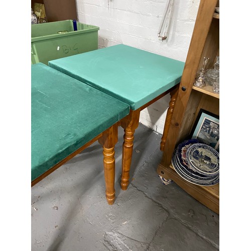 118 - 2 Pine Card/Gaming Tables With Green Baze