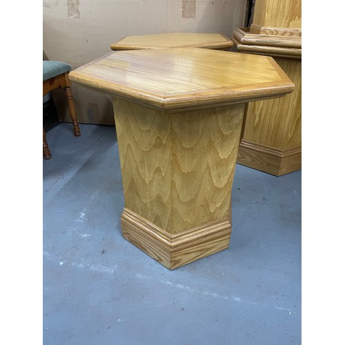 139 - 2 x Pedestal Pine Tables