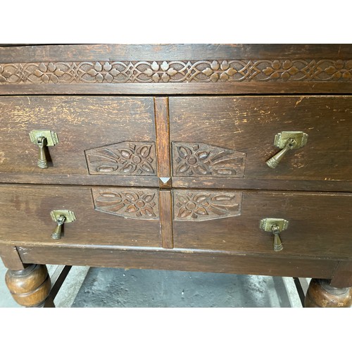 57 - Oak Bureau With Glass Fronted Top Display