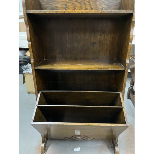 165 - 1940s Tyne Ladyes Oak Bookshelf with Folding Paper Tray