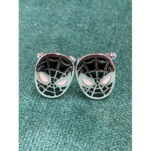 336 - Pair Of Black Spiderman Cufflinks