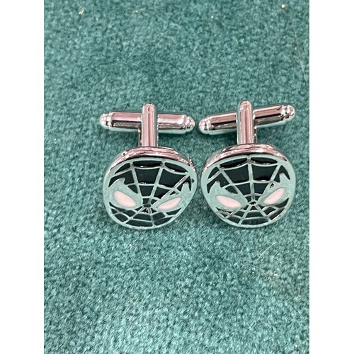 336 - Pair Of Black Spiderman Cufflinks