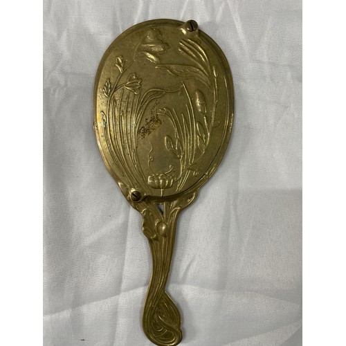44 - Art Nouveau Brass Hand Mirror Casing