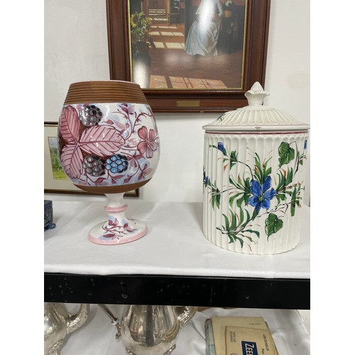 71 - Italian Hand Painted Vase & Cookie Jar