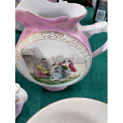 72 - English China pink & white tea service