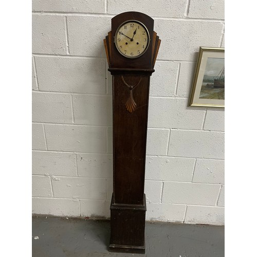 95 - Art Deco 1930's Grandmother Clock In Oak With Haller German Movement