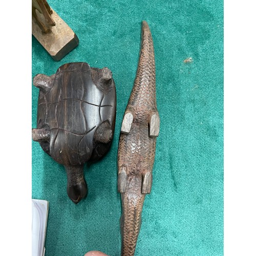 130 - African Rosewood Turtle & Crocodile