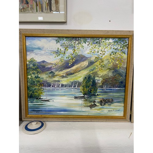 146 - 2 x Oil On Canvass By Wendy M stuart ' Windemere Bay'