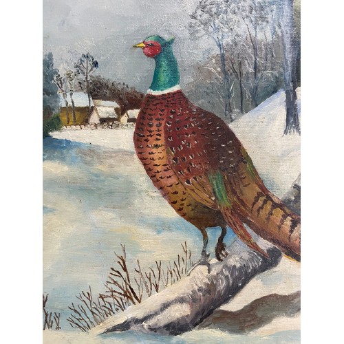 155 - Oil On Board By T Knowles 'Pheasant'