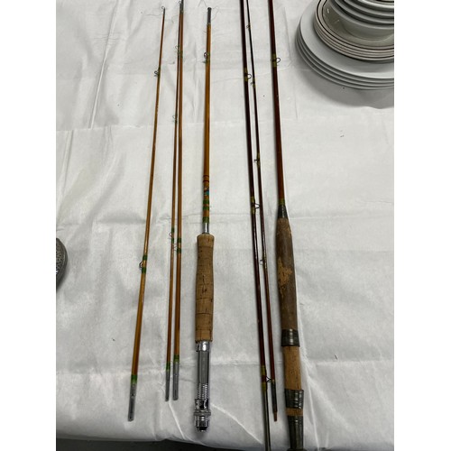 180 - 2 x split Cane Fly Fishing Rods 1 Green Art