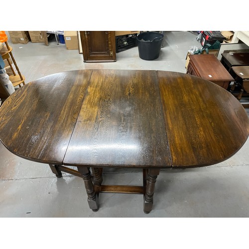 214 - Antique Oak Drop Leaf Dining Table