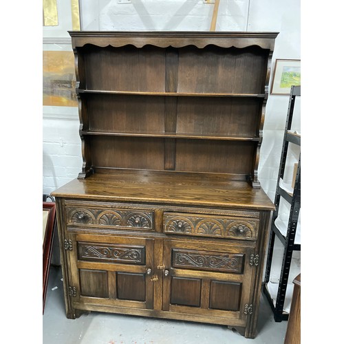 216 - Stunning Hand carved 2 Pc Oak Welsh Dresser, 1.9 x 1.2 x 48cm