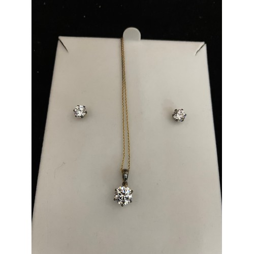 221 - 3 Pc Stirling silver CZ Earrings & Necklace