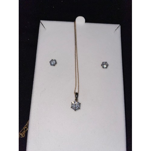 221 - 3 Pc Stirling silver CZ Earrings & Necklace