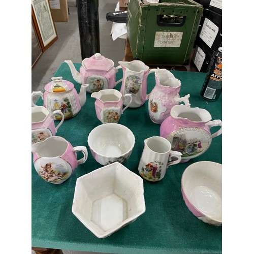 72 - English China pink & white tea service