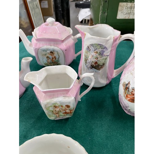 72 - English China pink & white tea service