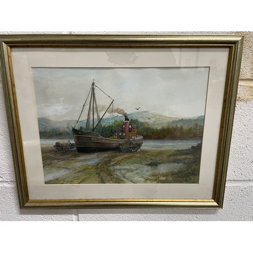 93 - Water Colour  Signed 'Bringing Home The Goods'