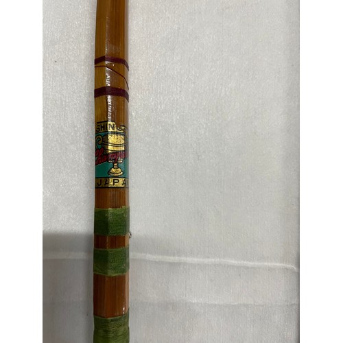 180 - 2 x split Cane Fly Fishing Rods 1 Green Art