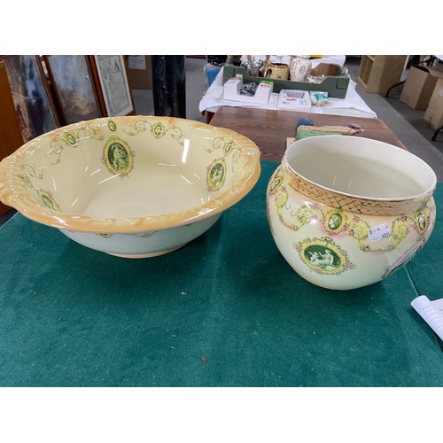 291 - Large Vintage Washbowl & jardiniere