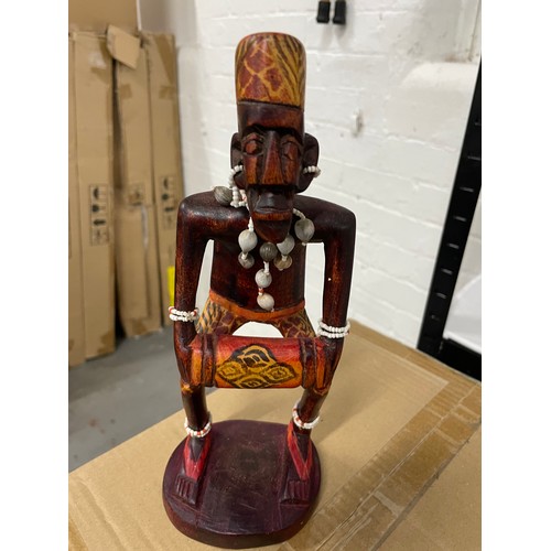 115 - Hand carved & Hand Painted African Wood Figure