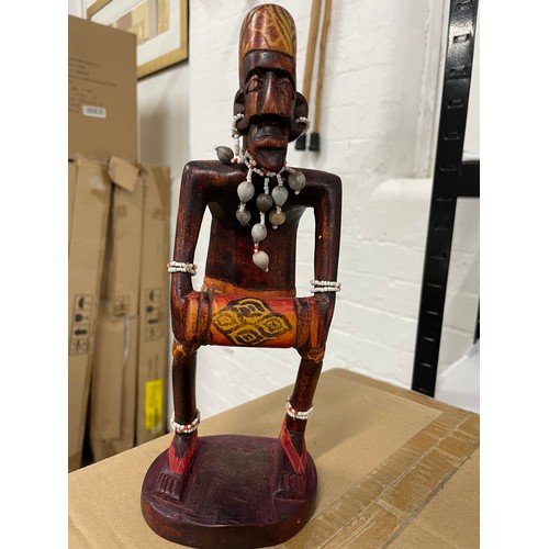 115 - Hand carved & Hand Painted African Wood Figure