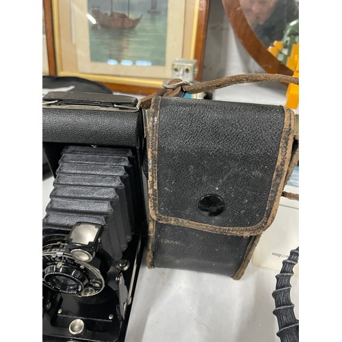 16 - Vintage Kodak Junior 1 Bellows Camera With Original Leather Case