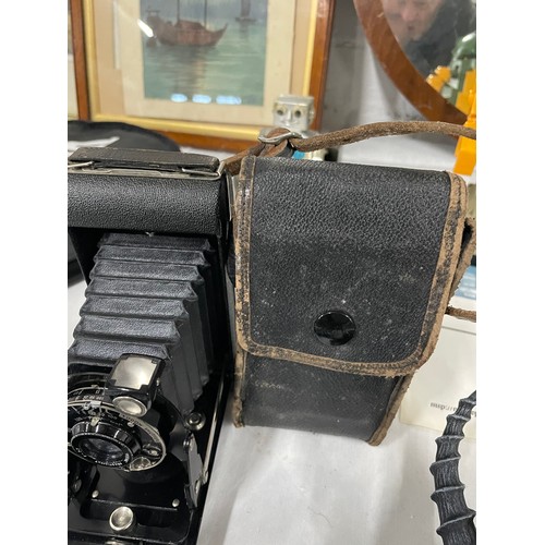 16 - Vintage Kodak Junior 1 Bellows Camera With Original Leather Case