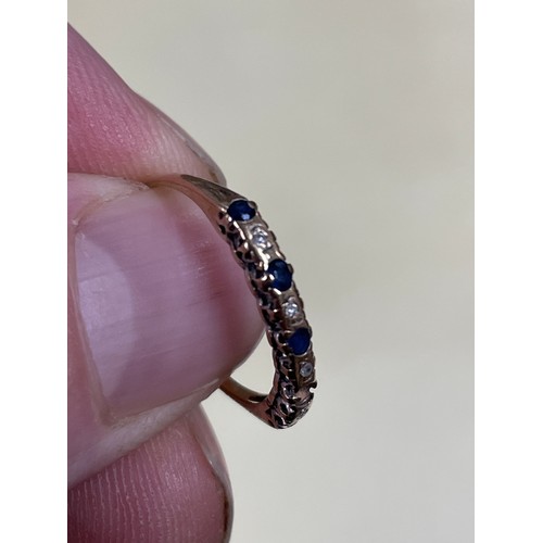 244 - 9k Gold Sapphire & Diamond Ring (1 Sapphire is missing)