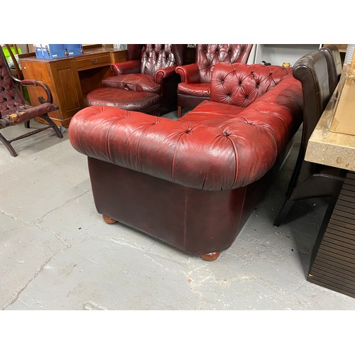 270 - Vintage Chesterfield Sofa In Ox Blood