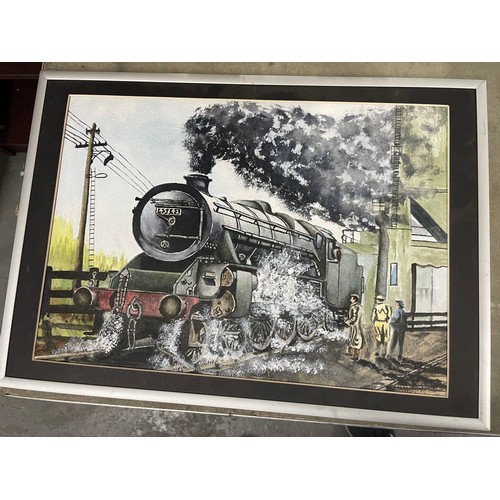 28 - Locomotive Watercolour By D Hodgkinson