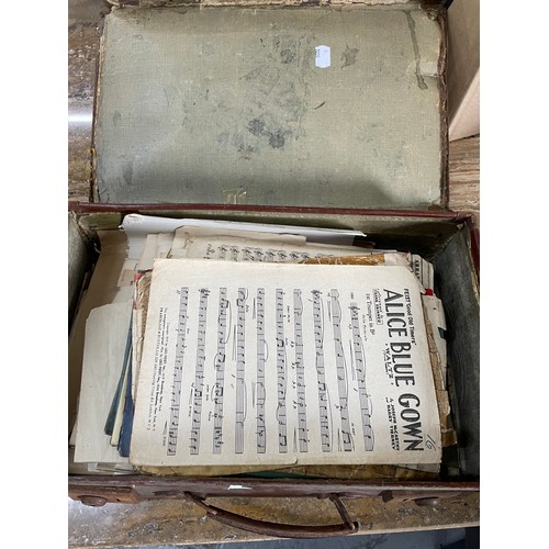 44 - Collection Of Vintage Sheet Music & Notes With Vintage Case